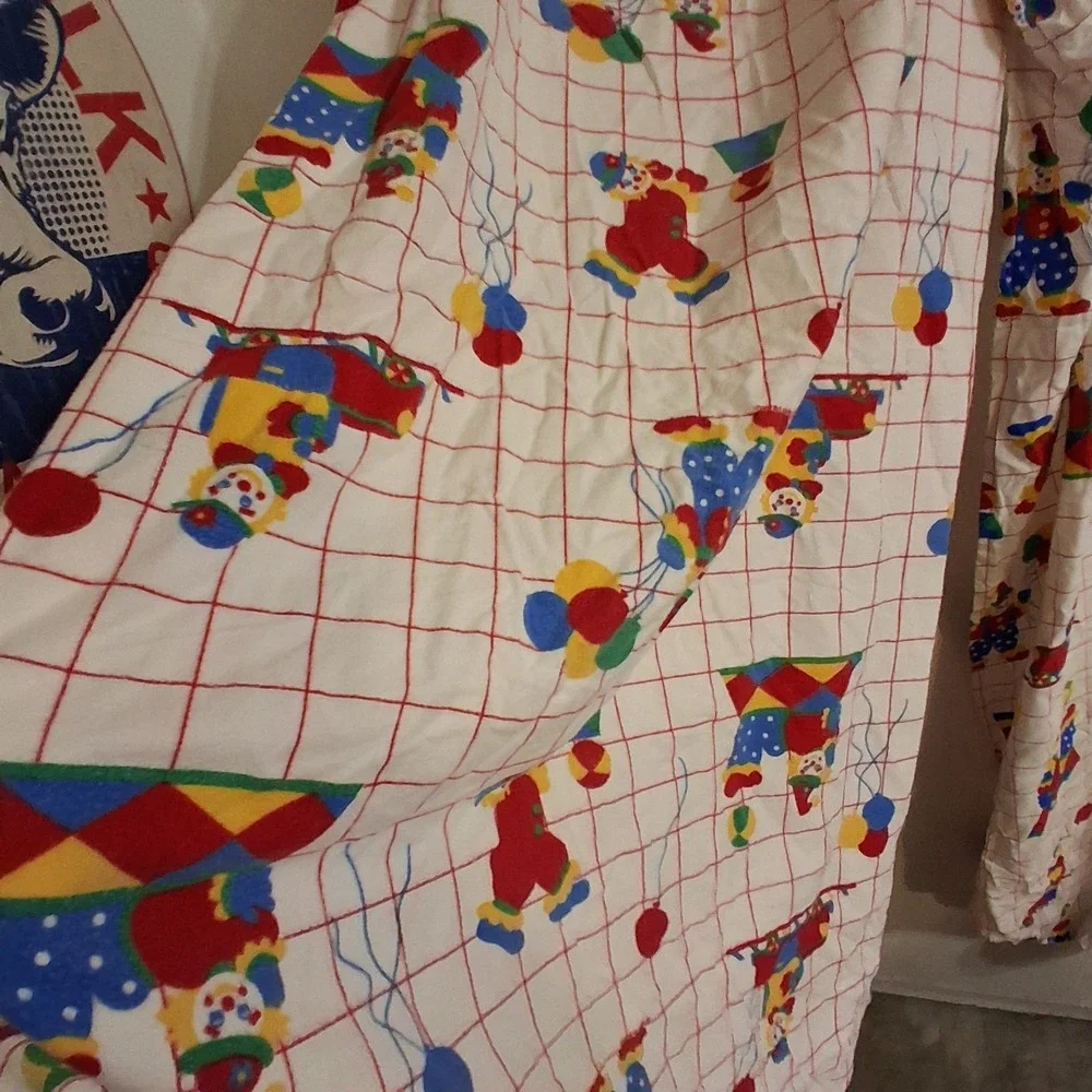 Vintage 80s Rainbow Circus‎ Clown Baby Crib Fitted Sheets EUC Lot Of 2